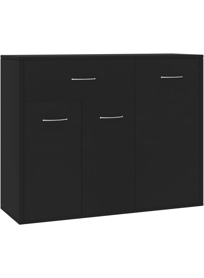 فيداكسل خزانة جانبية ذات ادراج للتخزين مع 3 ابواب ودرج واحد لغرفة المعيشة والمنزل بلون اسود مقاس 88 × 30 × 70 سم، خشب مُصنع - Image 1